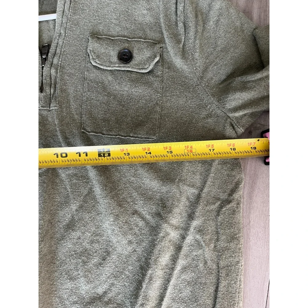 Banana Republic Sweater Mens Medium Gray Tight Knit Ribbed Mock Neck Quarter Zip